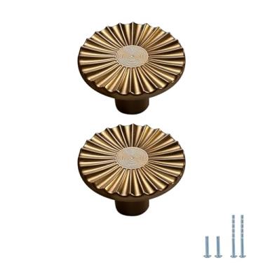 Imagem de Evionlin 2 maçanetas redondas marrons de cozinha onduladas de liga de zinco extrator de porta de gaveta acessórios de armário
