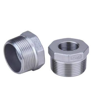 Imagem de CONSTELLAR Encaixe de tubo de aço inoxidável 304 - NPT macho de 3,5 cm para NPT fêmea de 3/10.2 cm, encaixe de tubo redutor/redutor fêmea, bucha sextavada adaptador (1 peça)