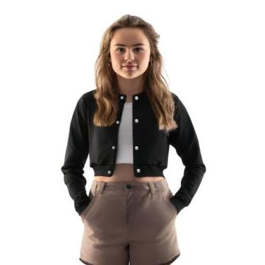 Imagem de Jaqueta Cropped Calttony Moletom Casual Lisa Feminina-Feminino