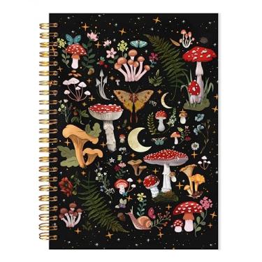 Imagem de LADOCK Caderno espiral de cogumelo da floresta encantada, diário botânico de cogumelo bruxo de fantasia, caderno de planta celestial mística caprichosa, diário floral da floresta de fadas da natureza