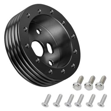 Imagem de Hbxdeco Espaçador adaptador de cubo de volante de 2,5 cm, kit espaçador de conversão de adaptador de cubo de volante de 6 furos a 3 furos com parafusos, conector de base de cubos de rodas, acessórios