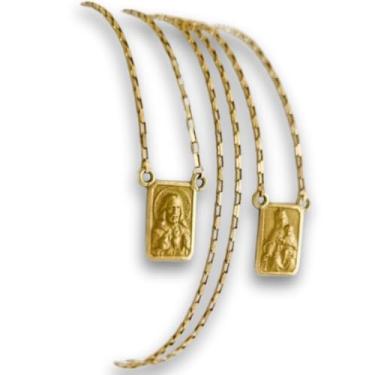 Imagem de Escapulário Feminino Tijolinho 9x6 65 Cm Dupla Face Ouro 18k Dourado