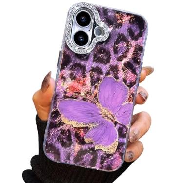 Imagem de I-MGAE-IN-AR Capa compacta para iPhone 17 com design de borboleta, moldura de proteção de lente de câmera de diamante 3D, capa protetora de TPU macia e macia à prova de choque para mulheres com
