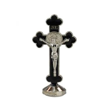 Imagem de Crucifixo Metal Preto Uso Carro 8cm - Taimes