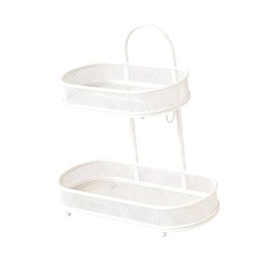 Imagem de FashionCha Suporte para Cosméticos com Prateleira, Organizador de Maquiagem, Organizador de Cuidados com a Pele de 2 Níveis, Organizador para Bancadas de Banheir, Branco