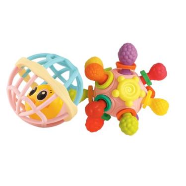 Imagem de Kit de Bolinhas Sensoriais para Bebê 2 em 1 – Mordedores Educativos , Brinquedo para Desenvolvimento, Coordenação Motora, Estímulo Tátil e Visual, Atividades Montessori e alivia o nascimento dos dentinhos