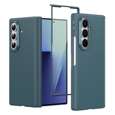 Imagem de FWYANZH Capa magnética para Samsung Galaxy Z Fold 7, capa protetora de tela integrada com dobradiça à prova de choque para lente da câmera, capa de couro, verde, dobra 7