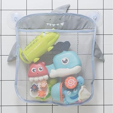 Imagem de Organizador de brinquedos de banho de malha animal com ventosas, armazenamento de brinquedos para banheira, organizador de banheiro ou chuveiro, sacos de rede multiuso facilitam o armazenamento de