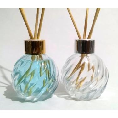 Imagem de Vidro Espiral 120ml para Difusor com Tampa e Varetas – Aromatizador de Ambiente Luxo(Dourada)