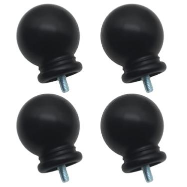 Imagem de YingEnter 4 decorações de varão de cortina de plástico com um diâmetro de 1,5 cm, decorações esféricas de varão de cortina, diâmetro de rosca M5 (preto)