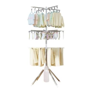 Imagem de Hhsdyl Varal Dobrável para Secar Roupa Interior e Exterior, Económico em Espaço, Suporte para Roupas de Bebé, Fraldas de Pano, Meias, Soutiens e Toalhas,White,80 hook