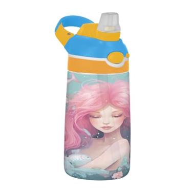 Imagem de Blueangle Garrafa de água havaiana de 473 ml, garrafa de água reutilizável Tritan esportiva e de viagem com canudo e design de tampa de bico pop-up (505)