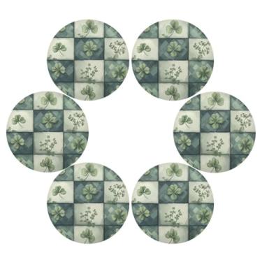 Imagem de ATTX Jogo americano xadrez verde de São Patrício para mesa de jantar, jogo americano de decoração do dia de São Patrício, tapetes para mesa de cozinha para 6#465