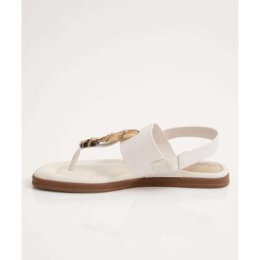 Imagem de Sandália Feminina Rasteira Pedras Sintéticas Modare Of-71100, Off whit