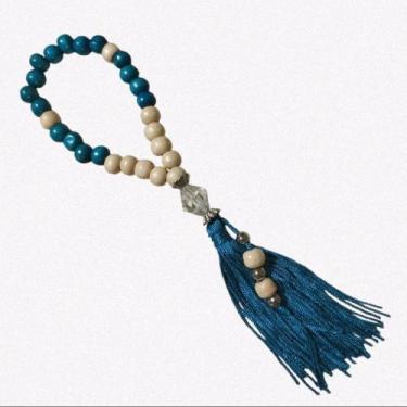Imagem de Japamala 27 contas hooponopono mágico Madeira e tassel, Azul