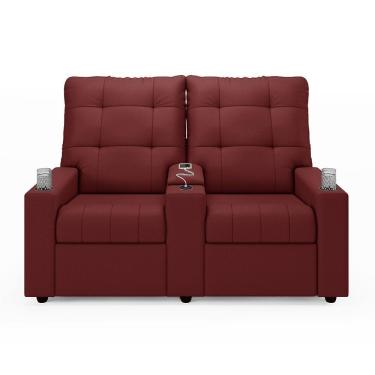 Imagem de Poltrona Reclinável Para Cinema Parma 2 Lugares Baú Usb Pu Fh1 - D'rossi Cor Vermelho