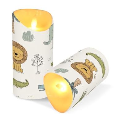 Imagem de Blueangle Pacote com 2 velas sem chama de animais fofos com controle remoto e temporizador, velas LED cintilantes (7,6 cm x 9,9 cm) para decoração de casa, casamento, acampamento (491)