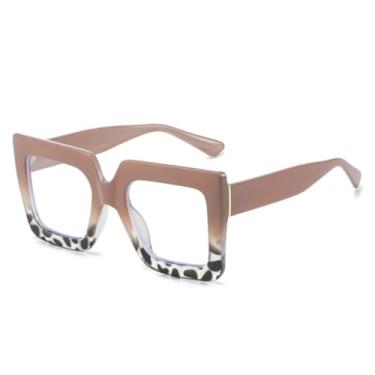 Imagem de Óculos vintage com lentes transparentes, unissex, armação de óculos feminina da moda (Cor: Café com Flor).