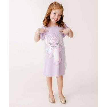 Imagem de Vestido Infantil Angel Manga Curta Disney Tam 4 a 10-82064, Lilás, 4