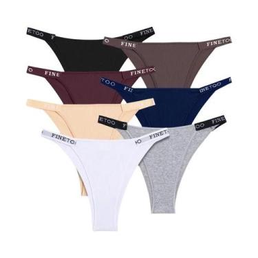 Imagem de Conjunto De Calcinhas De Algodão Femininas 7PCS Lingerie Íntima Sexy E