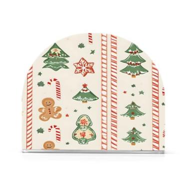Imagem de Qilmy Porta-guardanapos de Natal e bengala doce para mesas, elegante suporte de guardanapo de papel de placa acrílica, dispensador de papel de seda independente moderno para sala de jantar, sala de