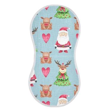 Imagem de xigua Conjunto de 1 panos de musselina de Natal Papai Noel para arrotar bebês, panos super macios e absorventes, roupas de arroto de algodão, presente de chá para recém-nascidos, bebês meninas e