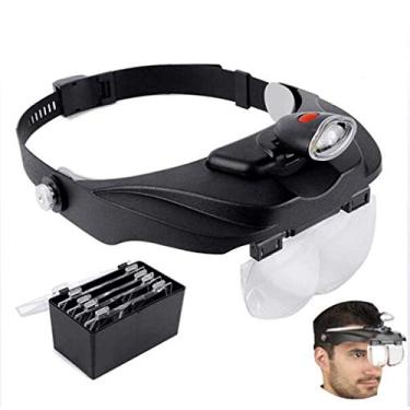 Imagem de uhyOHF Lupa com as mãos livres, lupa de cabeça com luz de LED, lupa para leitura, lupa de joias, relógio, reparo eletrônico - 1,2 x 1,8 x 2,5 x 3,5 x tempo (