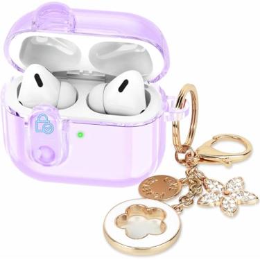 Imagem de Capa transparente (com trava de segurança) para Apple AirPods Pro 3rd 2025 feminino, VOTILE TPU transparente Air pods Pro 3ª geração, chaveiro feminino com brilho para Airpod iPod Pro 3ª geração