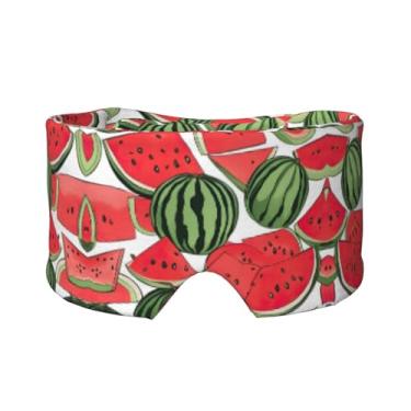 Imagem de Máscara protetora para olhos e orelhas com estampa de melancia vermelha, respirável, ajustável, blecaute, confortável