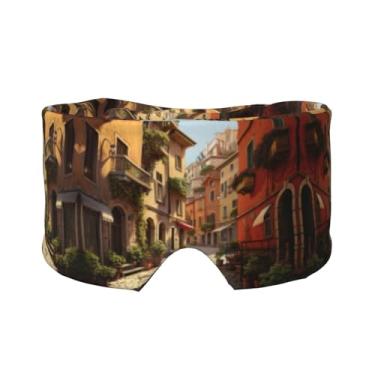 Imagem de Máscara italiana para dormir com estampa de rua para olhos e orelhas, respirável, ajustável, blecaute, venda, confortável
