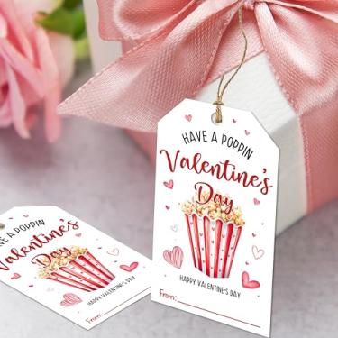 Imagem de Cazhes Etiquetas de presente de papel de dia dos namorados, 40 peças, etiqueta de nome dos namorados com cordão para sacolas de presentes, embalagem de presentes de Natal de pipoca para suprimentos de