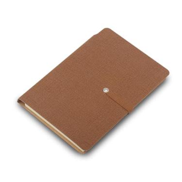 Imagem de Caderno A5 com Capa Dura, 80 Folhas Pautadas, Material Sintético, Suporte para Caneta, Elástico, Miolo Bege (Mini caderno com elástico Marrom)