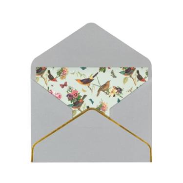 Imagem de SKKNT Cartões comemorativos com estampa de pássaros para todas as ocasiões, convites de festa de aniversário de casamento, 12,7 x 15,2 cm