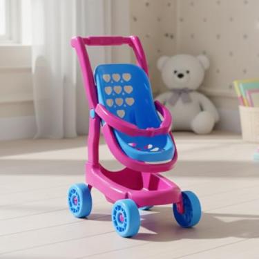 Imagem de Carrinho de Boneca 2 em 1 com Bebê Conforto, Rosa e Azul, Brinquedo Infantil para Desenvolvimento