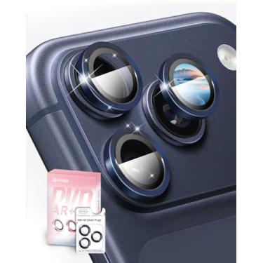 Imagem de ZSAUTHREE Compatível com protetor de lente de câmera iPhone 17 Pro Max/17 Pro (azul escuro) 1:1 ajuste invisível, ultra clareza, vidro aeroespacial de grau militar 9H+, antiarranhões e fácil