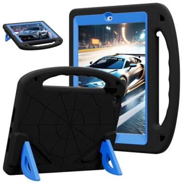 Imagem de LKOOZO Capa infantil para iPad 9ª/8ª/7ª geração (iPad 10,2 polegadas 2021/2020/2019), capa à prova de choque com protetor de tela (preto + azul)
