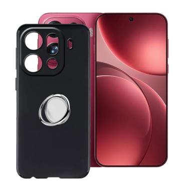 Imagem de HGJTFANY Capa para Oppo Find X9 Pro (6,7 polegadas) com suporte de anel de dedo de rotação de 360 graus, capa de silicone ultrafina à prova de choque TPU macio capa preta para Oppo Find X9 Pro