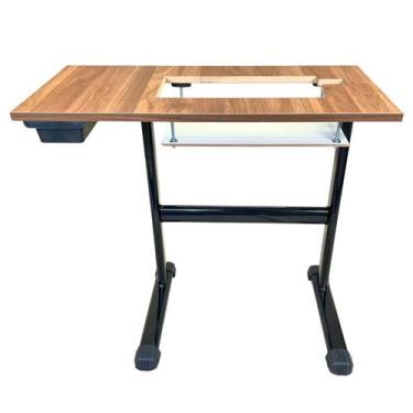 Imagem de Mesa Slim Castanho Com Pé Preto Para Singer M3405 - Star Costura