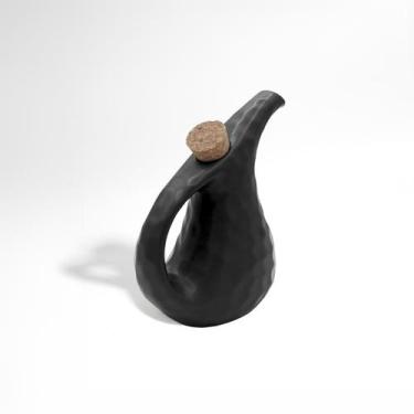 Imagem de Galheteiro Azeiteiro Cerâmica Stoneware Rolha Cortiça Preto - Ricca Ho