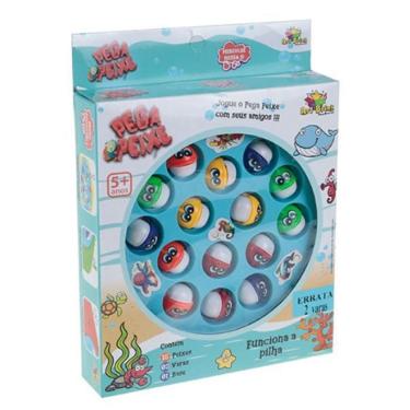 Imagem de Jogo Pega Peixe Quadrado Art Brink 5+ Anos com 15 Peixes Cores 