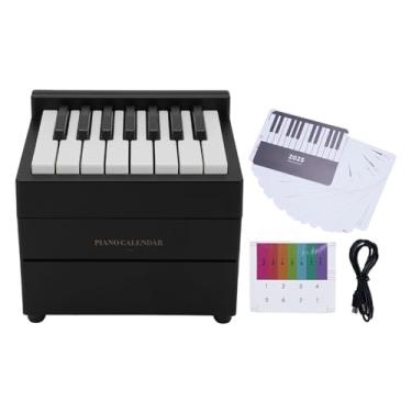 Imagem de TOPINCN Calendário de Mesa de Piano 2025, Mini Calendário de Mesa Jogável Com 52 Partituras Musicais e Exibição de Tempo Mini Piano para Decoração de Mesa (Preta)