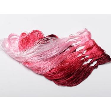 Imagem de RUSHIGUAN 100% pura natureza amoreira fio de seda acessório de joias flores artificiais ponto cruz bordado fio diy kits de costura 8 cores gradientes 22 m cada (9)