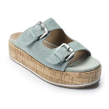 Imagem de Jane and the Shoe Jordan Sandal Light Blue Denim Birken Buckle Mule (8, Light Blue Denim)