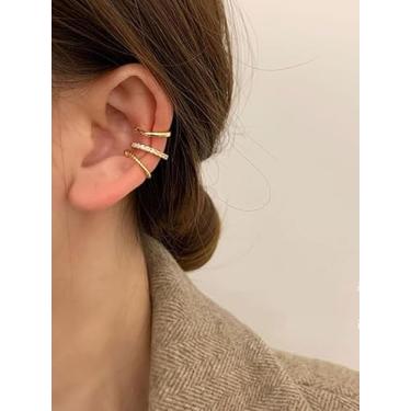 Imagem de Brincos de orelha para mulheres, corrente sem piercing, strass, cartilagem, acessórios modernos, presente moderno, Medium, Latão, Sem pedra preciosa