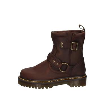 Imagem de Dr. Martens Bota de motocicleta unissex Anistone Harness para adultos, Marrom escuro, 9 Women/8 Men