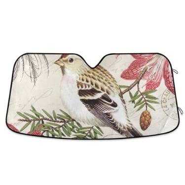 Imagem de Persianas de para-brisa de flor de pássaro de inverno avelã, persianas de janela de carro, proteção UV de carro, persianas de janela de caminhão, acessórios de carro