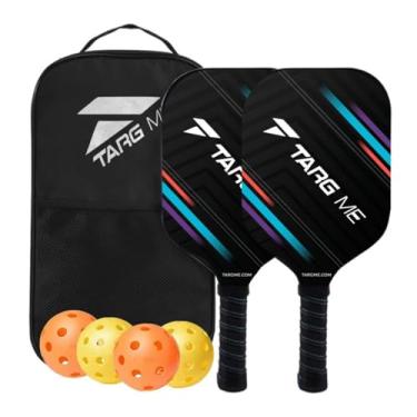 Imagem de Kit 2 Raquete de Pickeball + 4 Bolas + Bolsa Raquetes Picobol Beach Tennis (Preto+Azul)