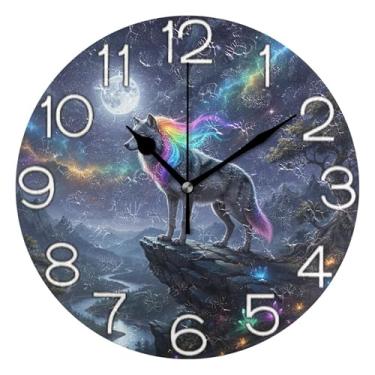 Imagem de GAIGEO Relógio de parede analógico decorativo relógio de cozinha bonito funky alimentado por bateria, decoração de parede de casa de fazenda moderna, número de relógio branco com Kedu, 25 cm