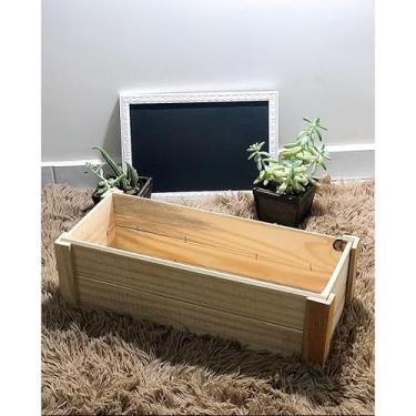 Imagem de Vaso Floreira Jardineira de Madeira Pinus Decorativo para Plantas Varanda, Jardim, Interior Ideal para Amantes de Jardinagem(Natural,55x15x17)