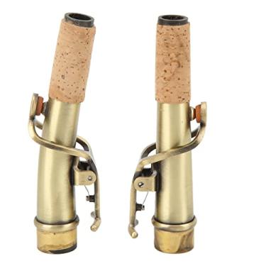 Imagem de LiebeWH Conjunto de Pescoço de Saxofone, 2 Peças, Substituição de Latão e Cortiça para Saxofone Soprano, Kit Leve Curvo Reto (Antigo Azul Esverdeado)